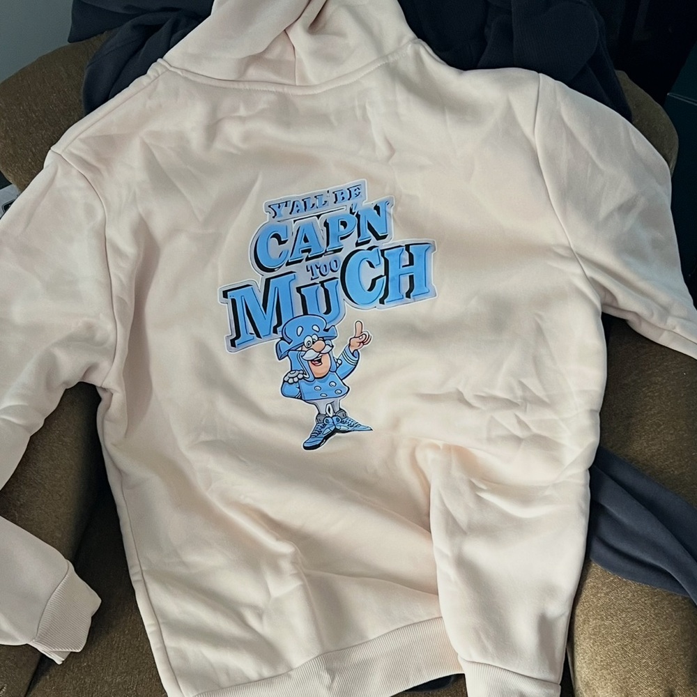Calm crunch white  Hoodie with Blue Captain Graphic